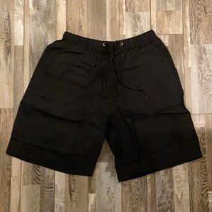 Black mens linen casual shorts